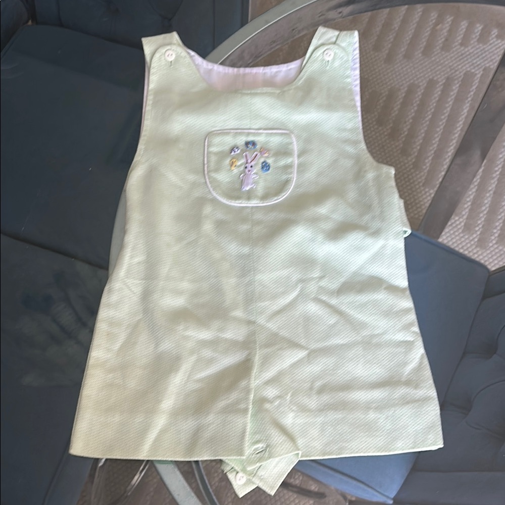Stasburg Light Green Romper Jon Jon with Embroidery